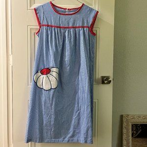 Retro Cotton House Dress With Adorable Floral Pocket